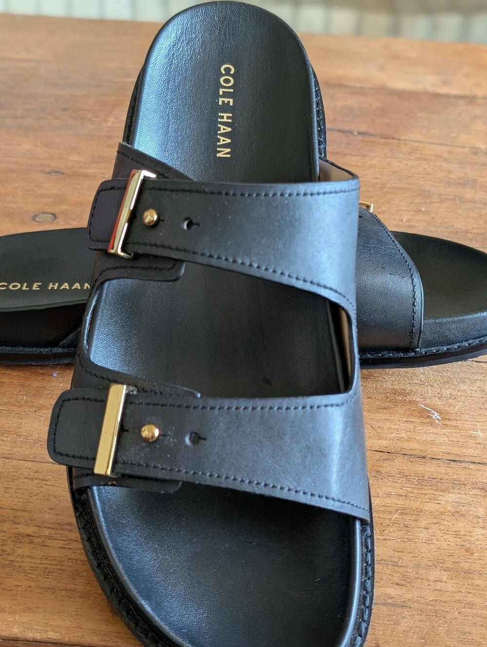 Cole Haan Marisol Leather Footbed Sandals - Black (Size 10B)